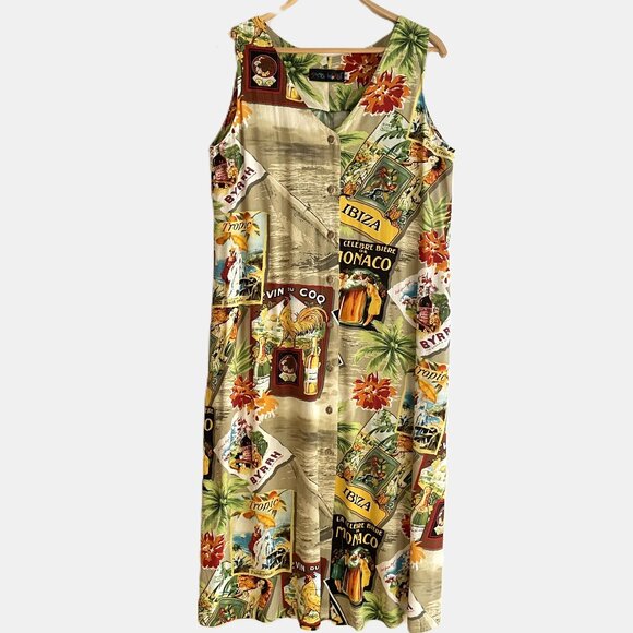 Jams World Vintage Sleeveless Hawaiian Dress in RHUM Pattern Size S - Picture 1 of 16